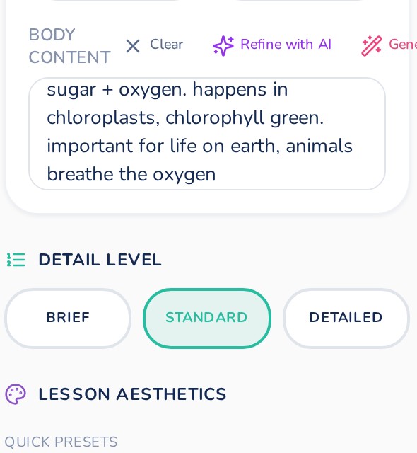 Teacher notes entered in the content field
