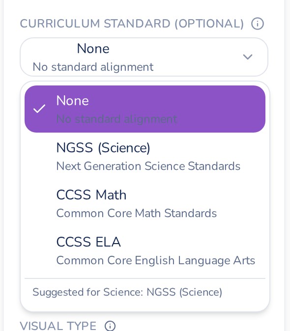 Curriculum standards picker